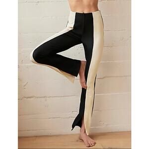 FP MOVEMENT + ONZIE Mini Bell Pants Black Ivory High Rise Ribbed Women's S/M